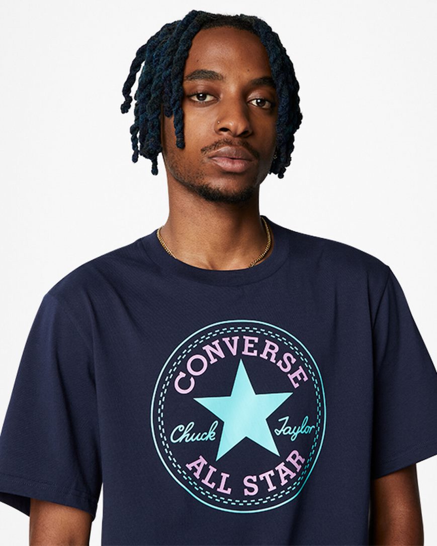 Men's Converse Go-To Short Sleeve Standard Fit T-Shirts Obsidian | AU 5164EQ